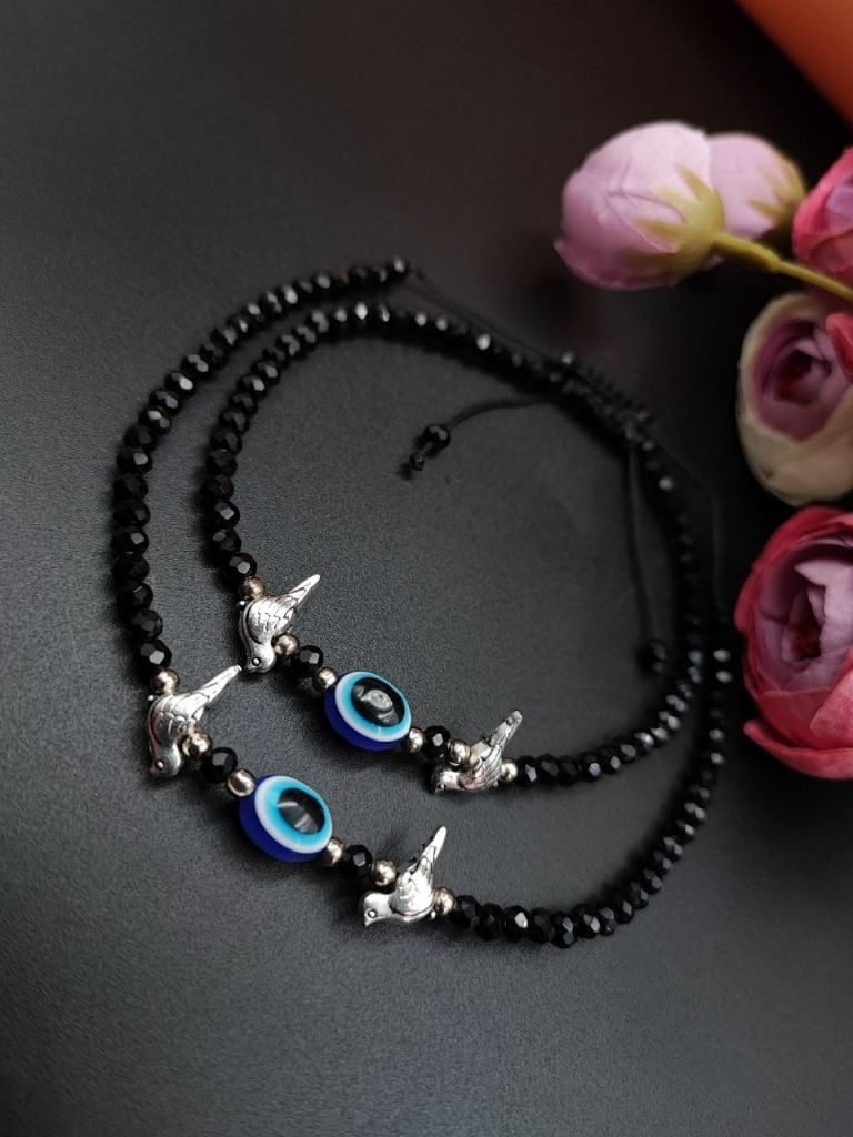 Evil Eye Chidiya Crystal Anklet