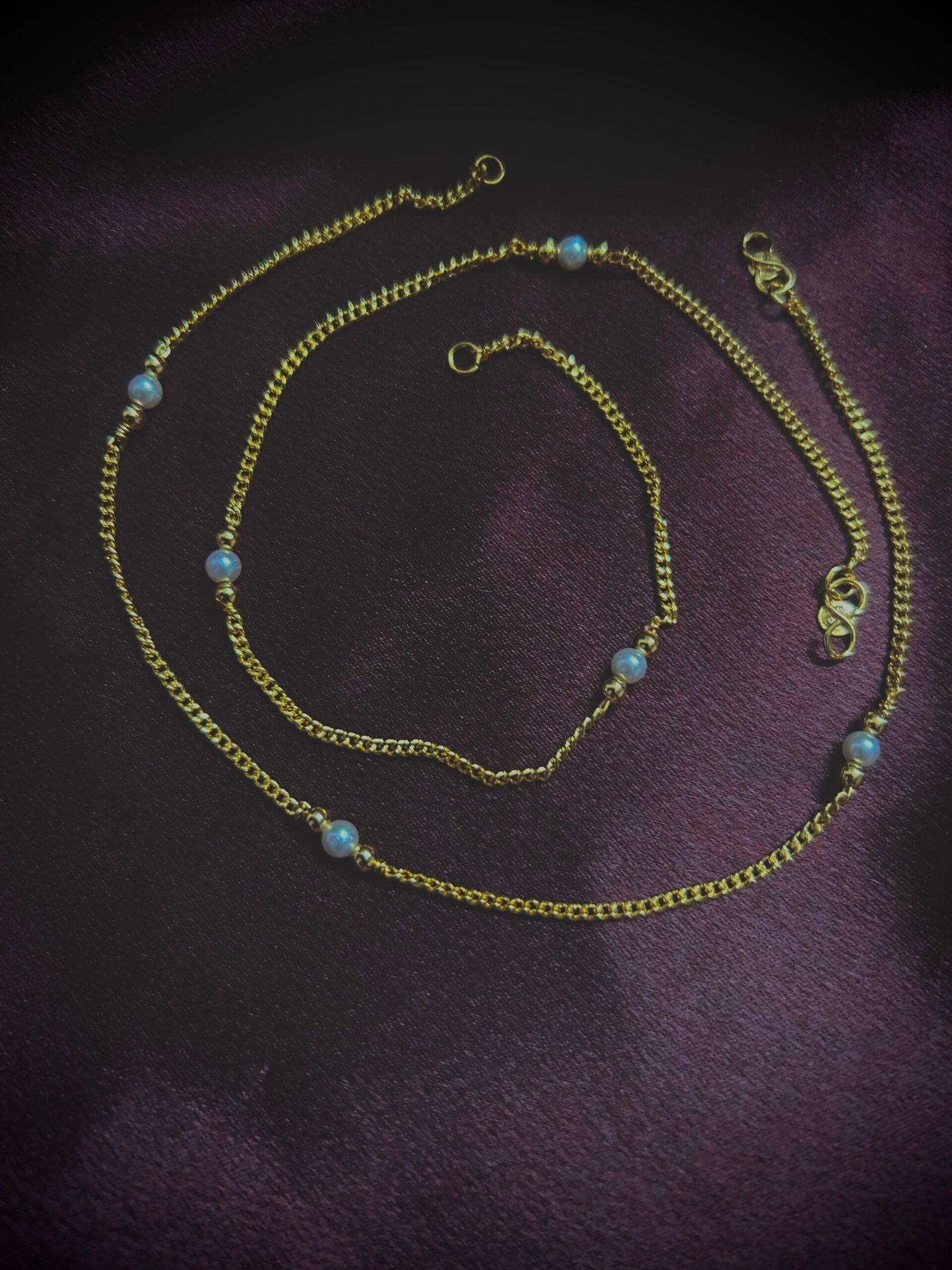 Gold Plated Pearl Beaded Anklet - Image 2