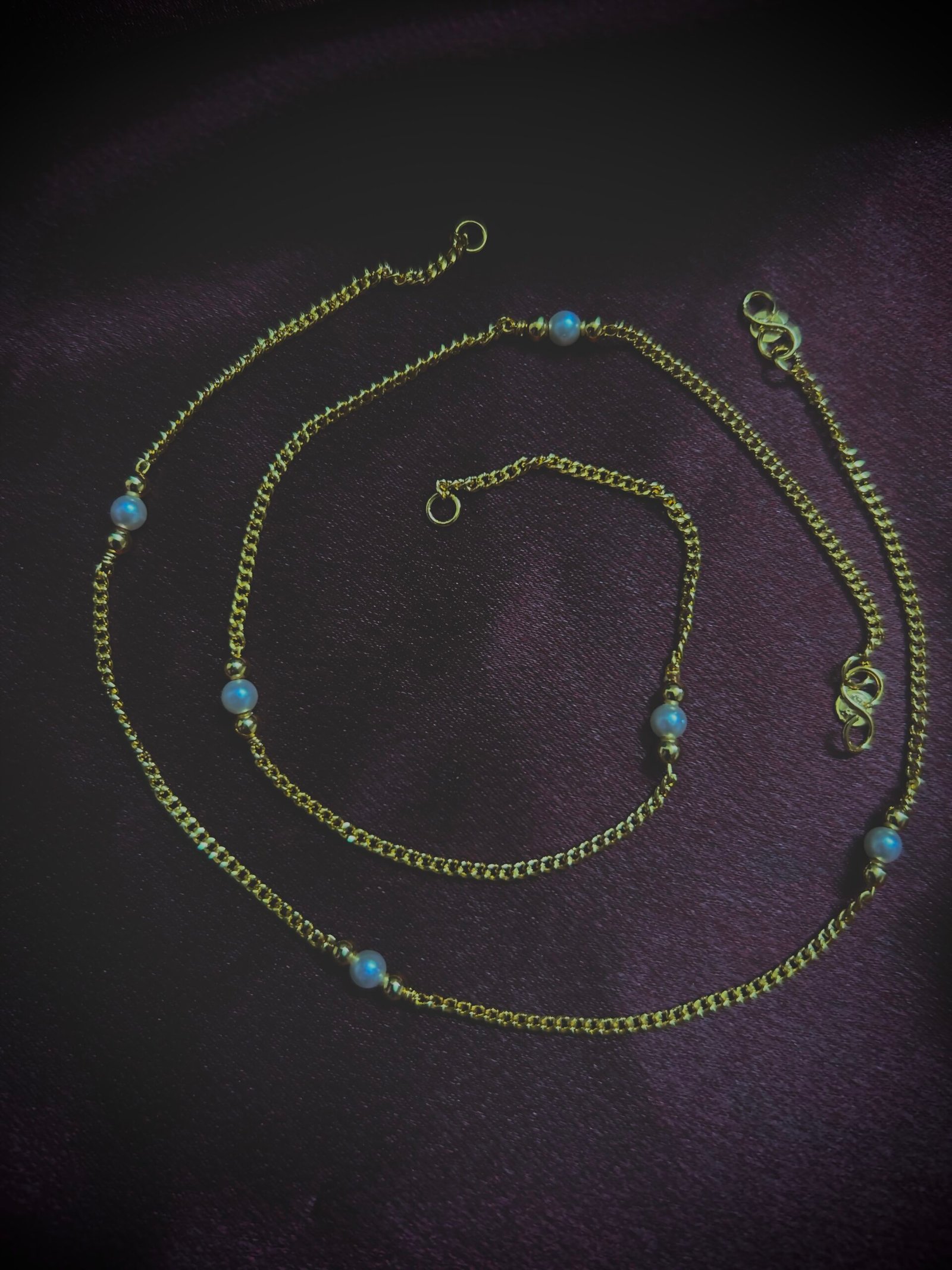 Gold Plated Pearl Beaded Anklet