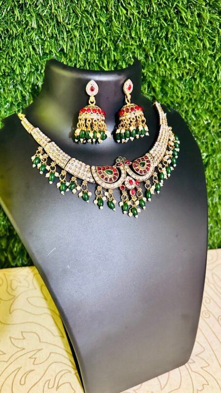 Royal Rani Necklace with stones and Beads (Jadauo Look like)