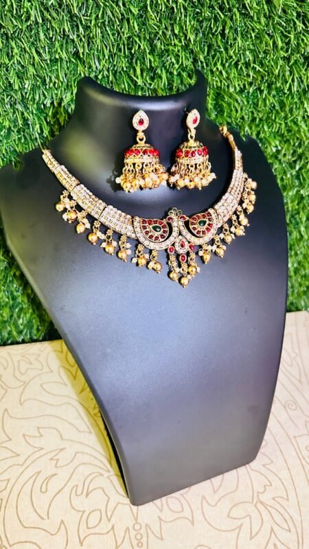 Royal Rani Necklace with stones and Beads (Jadauo Look like)