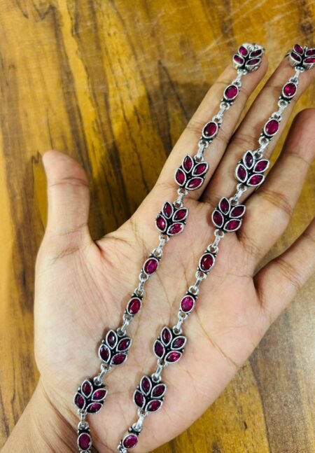 Silver Plated Harini Anklets- Pink