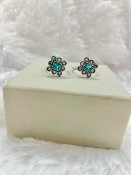 Sea Blue Stone Gulabi Minchi- Adjustable Toe Ring