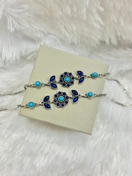 Vine Flower Anklets- Light Blue & Dark Blue Anklet