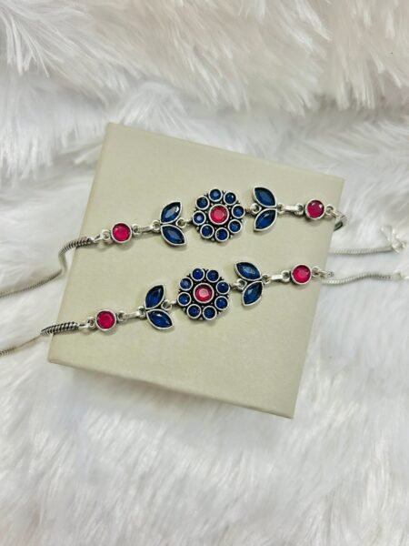 Vine Flower Anklets- Navy Blue & Pink Anklet