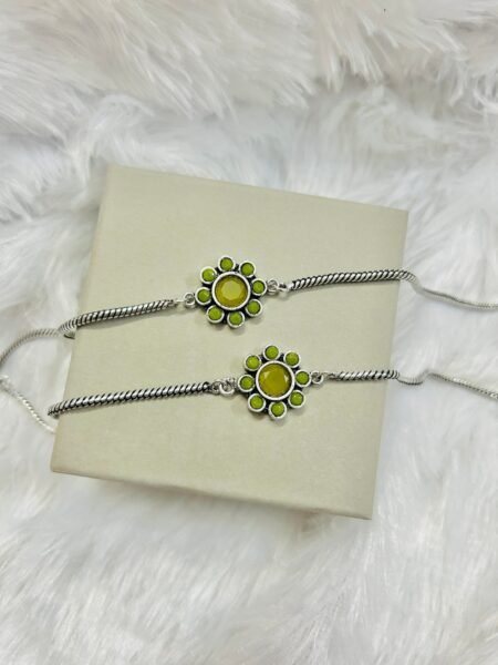 Small Flower Anklets-Lemon Green Stone Anklet