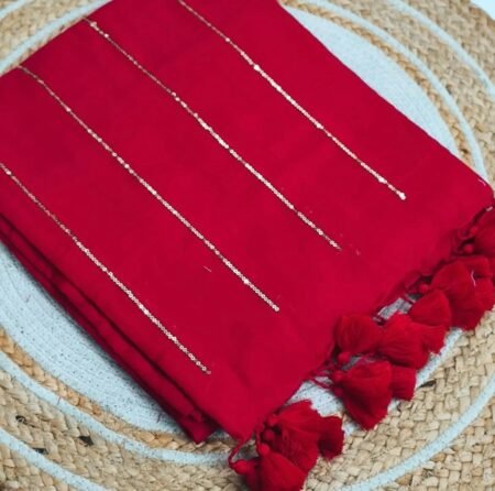 Mull Cotton Sequence Saree 120 count without Blouse Piece