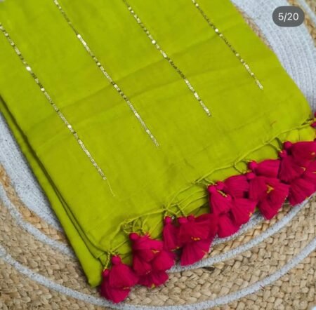 Mull Cotton Sequence Saree 120 count without Blouse Piece