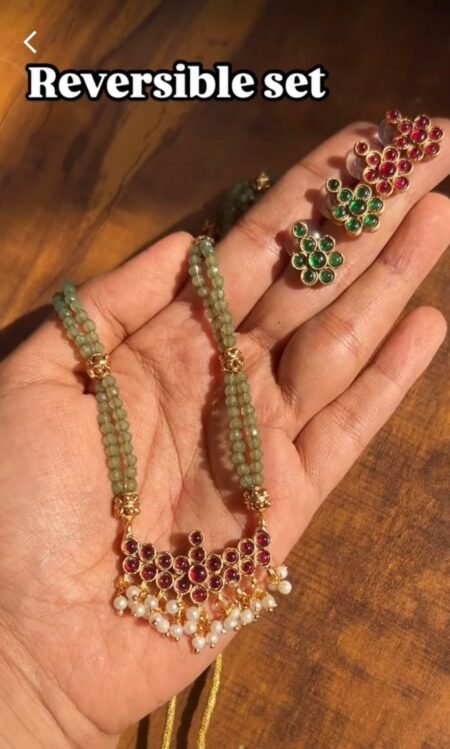 Traditional Reversible pearl and beads necklace set