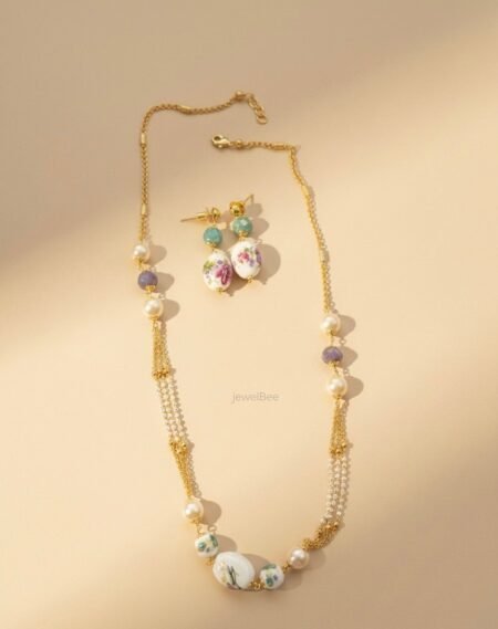 Pearl and bead mala set -[Anti tarnish]