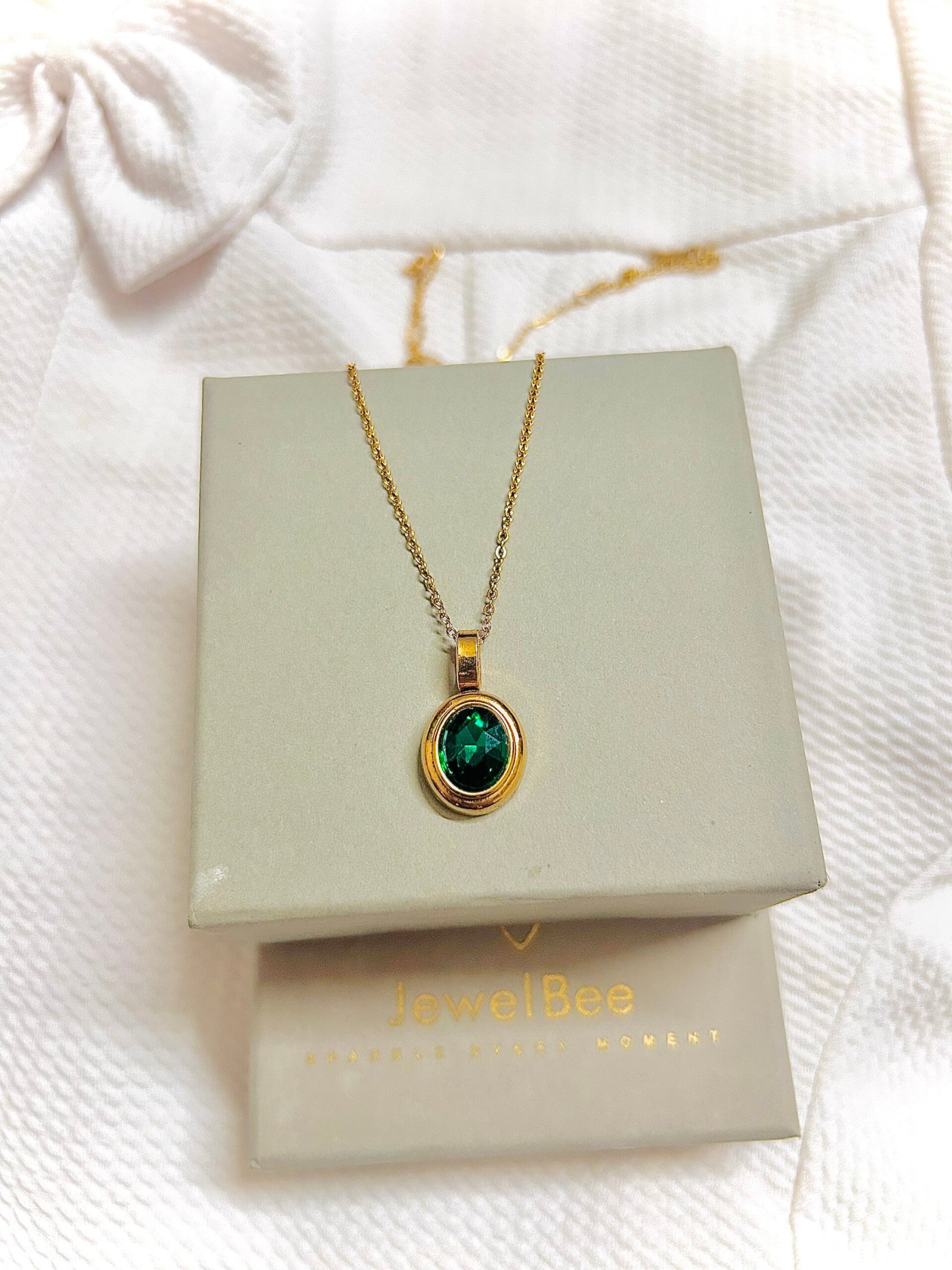 18K Gold Plated Emerald Pendant