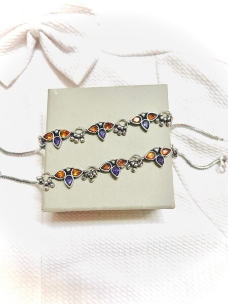 Sonarika Anklets- Lavender & Mustard Yellow