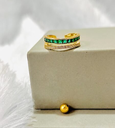 18k Gold Plated Premium AD stone Adjustable Ring