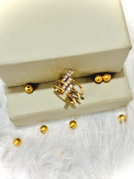 18k Gold Plated Premium AD stone Adjustable Ring