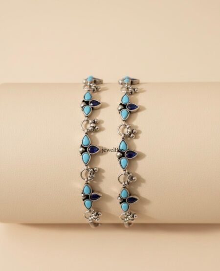 Sonarika Anklets- Aqua Blue & Navy Blue