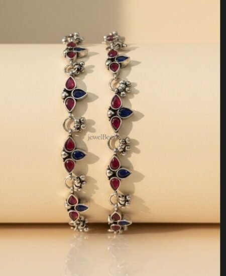 Sonarika Anklets- Navy Blue & pink