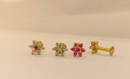 Gold Plated Vajra Diamond Work Nosepin