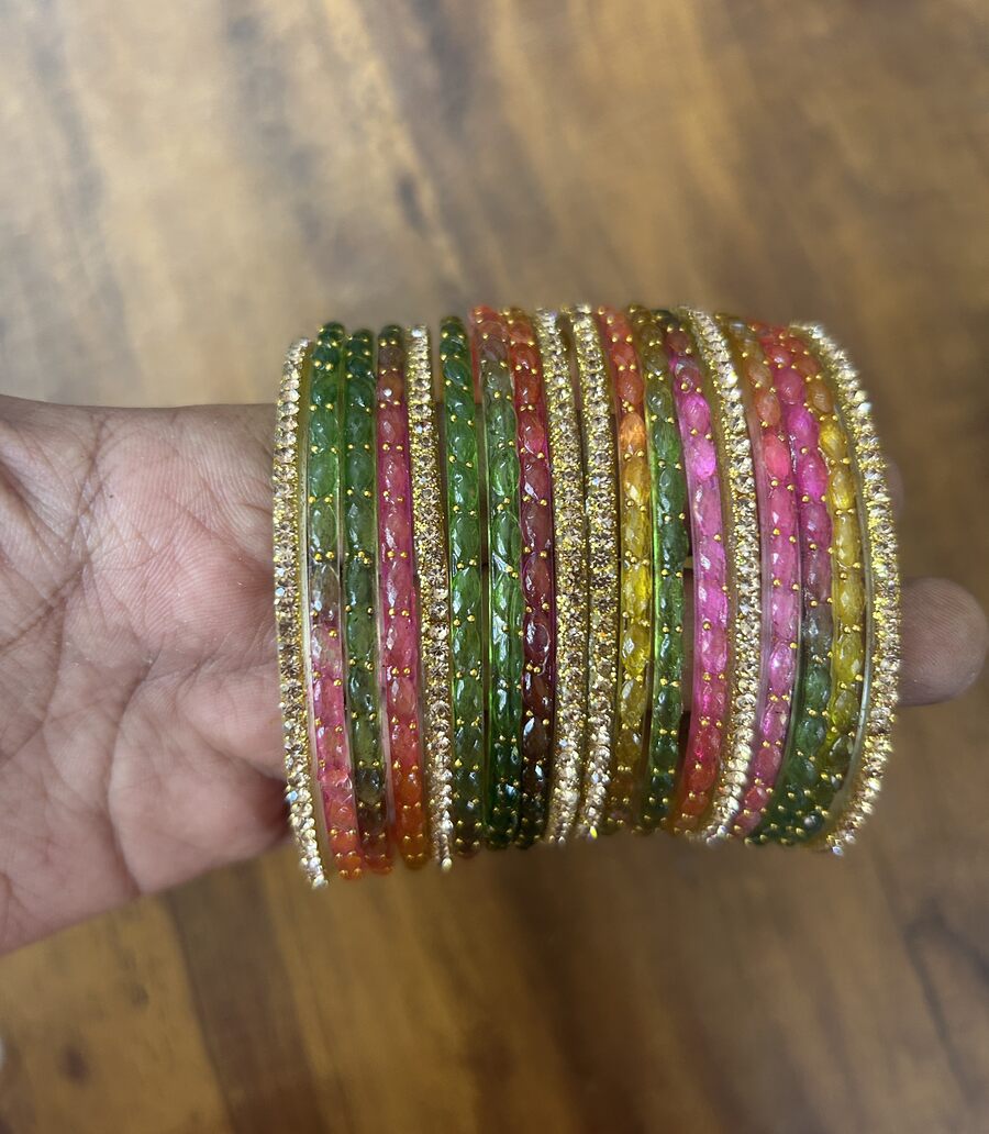 Glass Bangles - GREEN MIXED