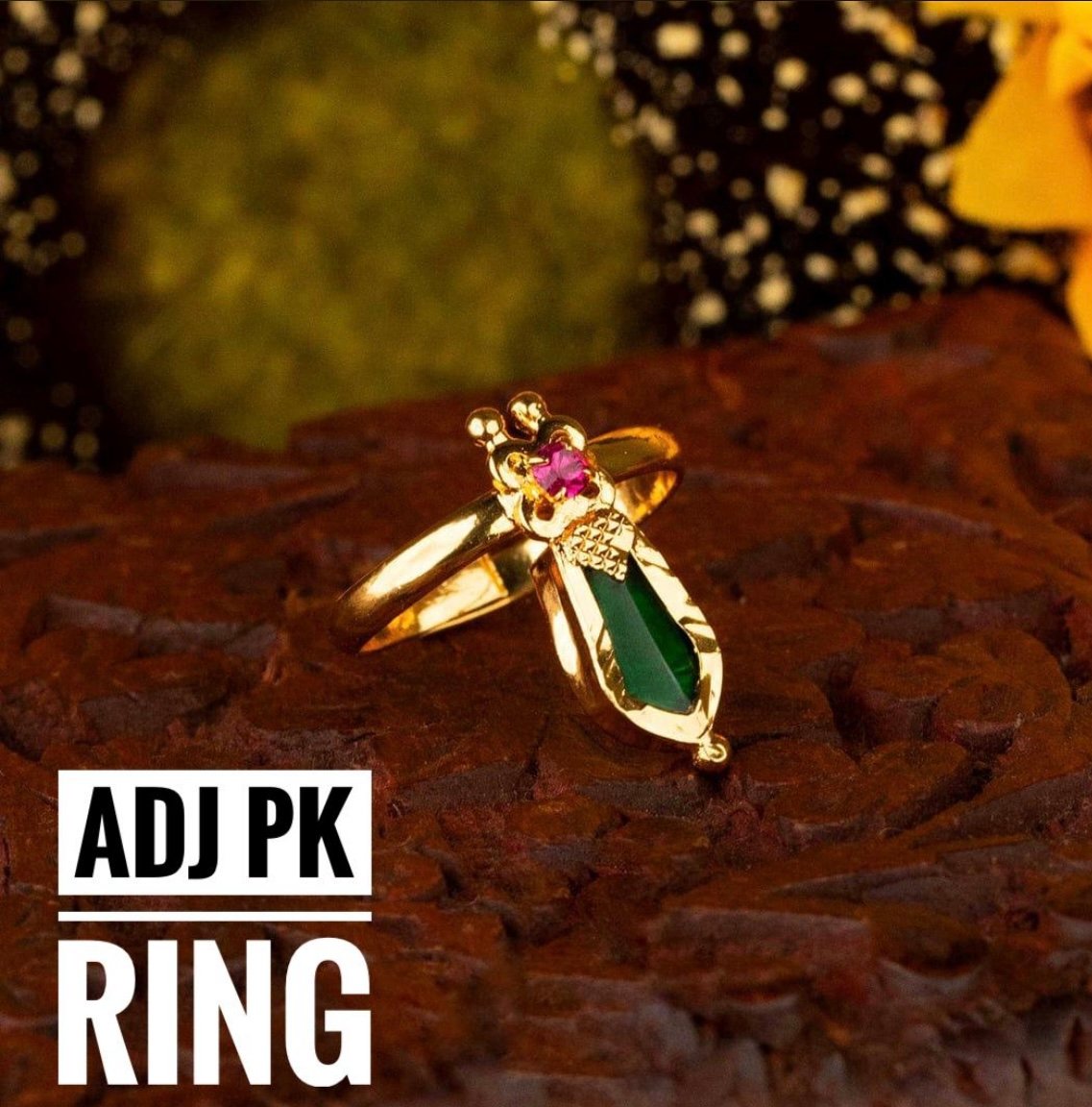 Gold Plated Palaka Ring Adjustable with Ruby stone