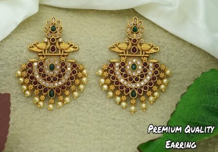 Premium Quality Traditional Earring with stones and pearls