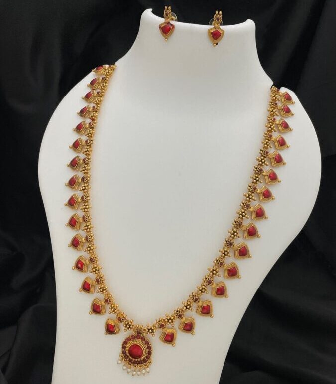 Traditional Enamel Long Palaka Neccklace set
