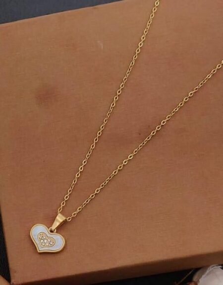 18k Gold Plated heart pendant with stones