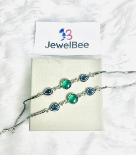Navya Anklet- BLUE & GREEN