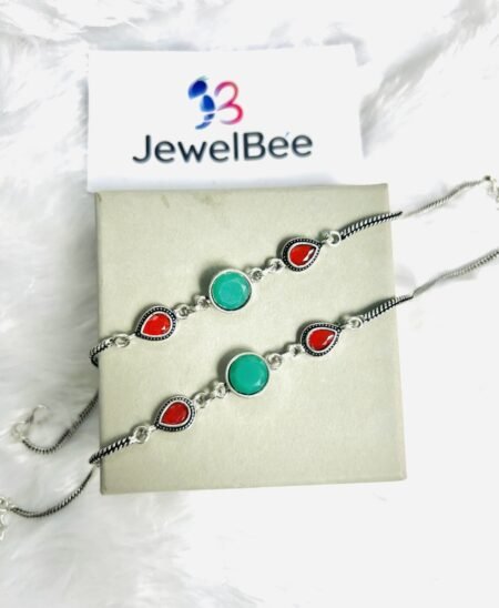 Navya Anklet-GREEN & RED