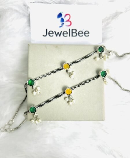 JANAKI ANKLET- YELLOW & GREEN