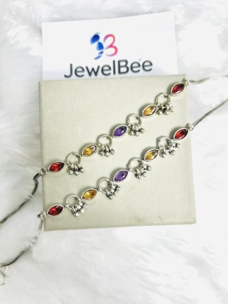 Silver Plated Sakhi Anklets-MIXED