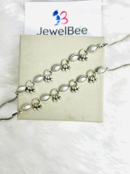 Silver Plated Sakhi Anklets- PEARL