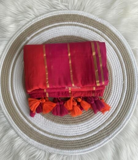 Mull Cotton Colorbar Saree  120 count without Blouse Piece