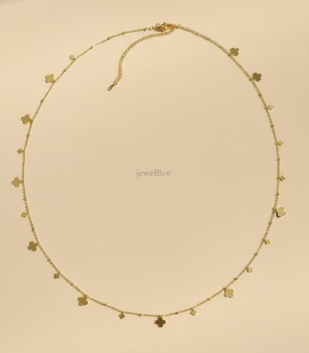 18K Gold Plated Clover charm single layer hip chain