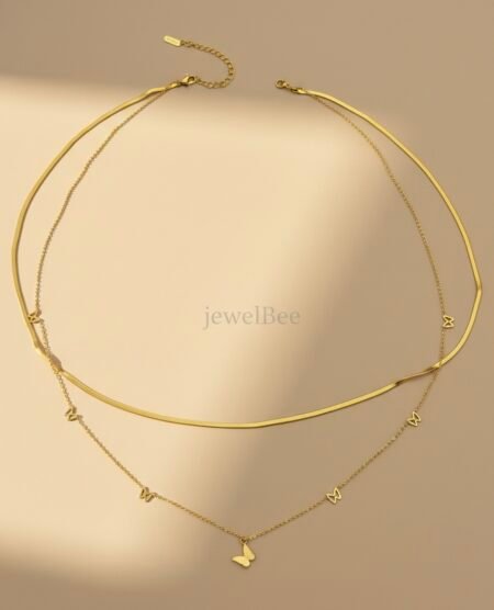 18K Gold Plated Snake Chain with Butterfly chain Double layer hip chain