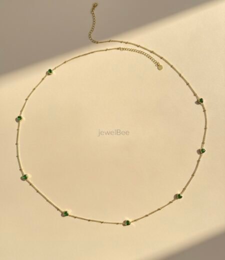 18K Gold Plated Emerald Heart single layer hip chain