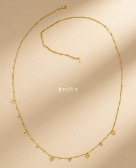 18K Gold Plated Heart Charm single layer hip chain