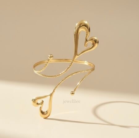 18k Gold Plated Anti tarnish HEART Hand Cuff
