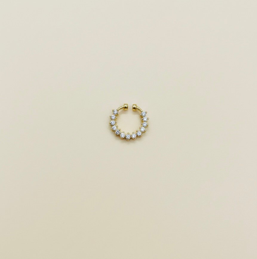 Premium Gold Plated AD Stone Non Piercing Septum Ring