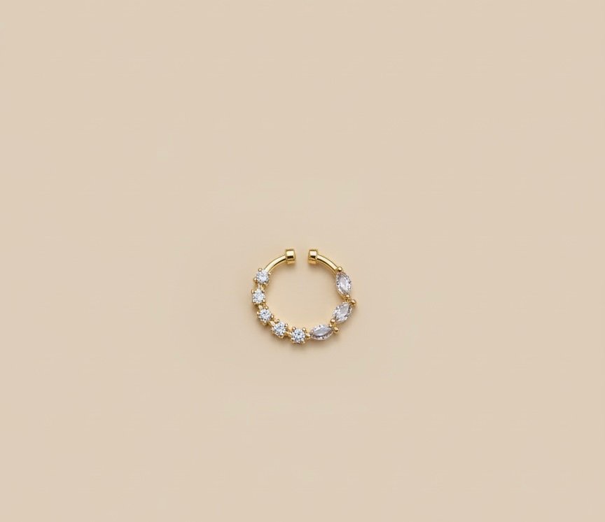 Premium Gold Plated AD Stone Non Piercing Septum Ring