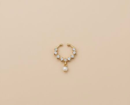 Premium Gold Plated AD Stone Non Piercing Septum Ring