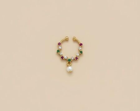 Premium Gold Plated Multi AD Stone Non Piercing Septum Ring