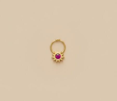 Premium Gold Plated Jadauo Kundan Stone Non Piercing Septum Ring