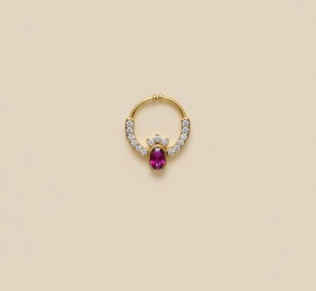 Premium Gold Plated AD Stone Non Piercing Septum Ring