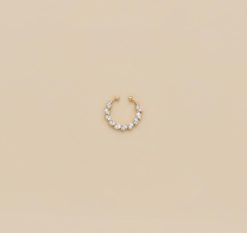 Premium Gold Plated AD Stone Non Piercing Septum Ring