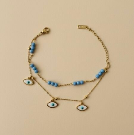 18k Gold Plated Imported Turquoise Evil Eye Bracelet