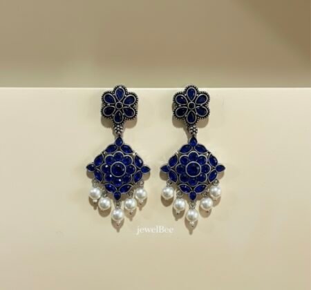 Adorable Look Silver Replica Oxidised Neelima Earrings with Pearl Detailing