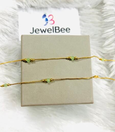 Gold Plated Karishma PISTA green  Beaded Anklet