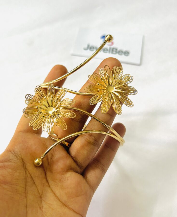 18k Gold Plated Anti tarnish Blossom Hand Cuff - Image 2