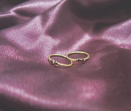 Gold Plated Toe Ring-  Maroon Stone on both side (MINCHI)