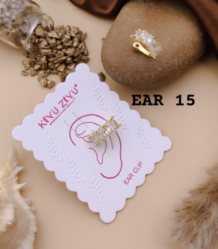 18k Gold Plated AD Ear cuff - Press on Ear Clip Single Piece